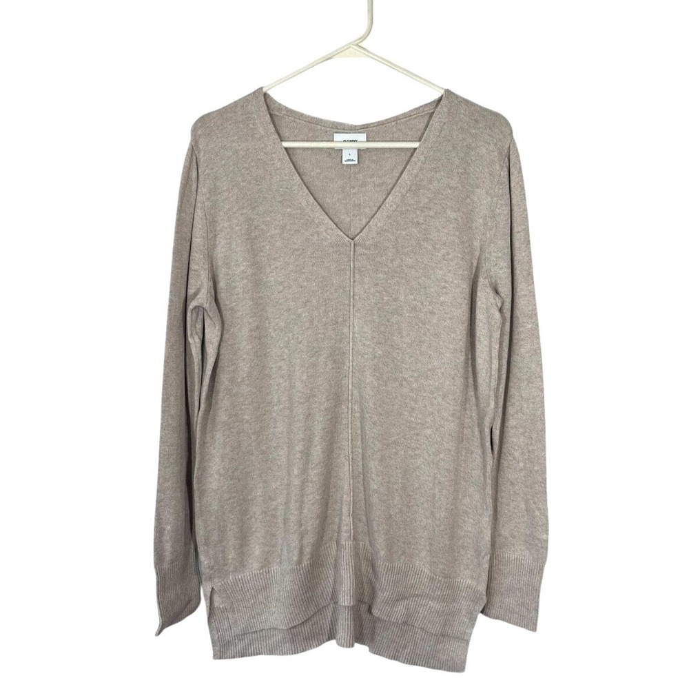 Old Navy Women's V Neck Long Sleeve Sweater Tan L